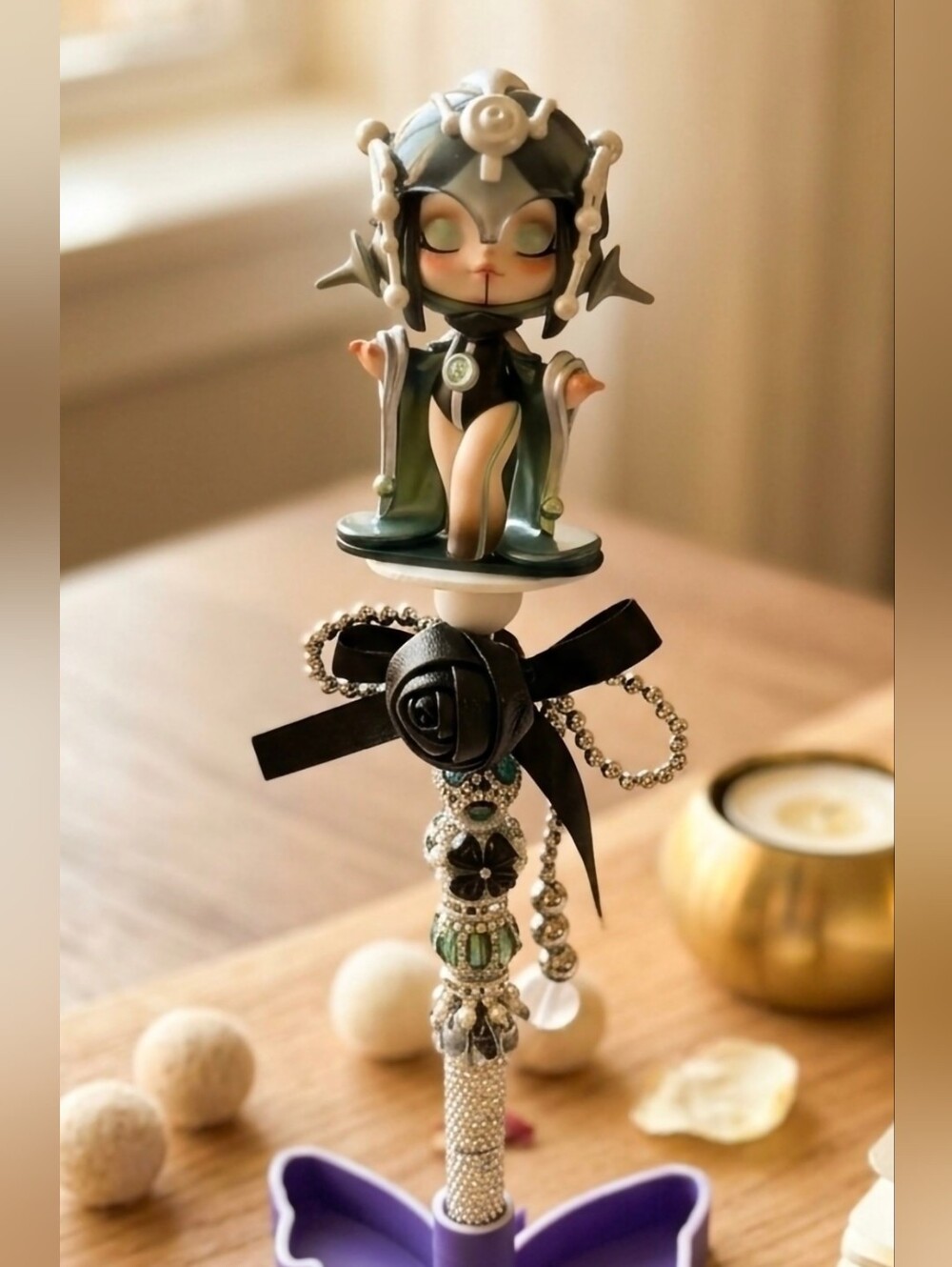 Beadable Pen With Skull Panda Topper